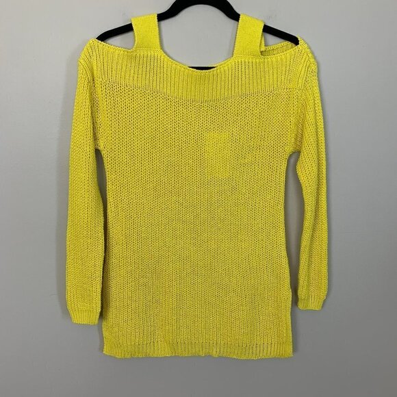Soft Surroundings Cotton Blend Yellow Cold Shoulder Sweater XS - NEW - Picture 2 of 8